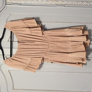 Sexy tan romper, very stretchy, off shoulder